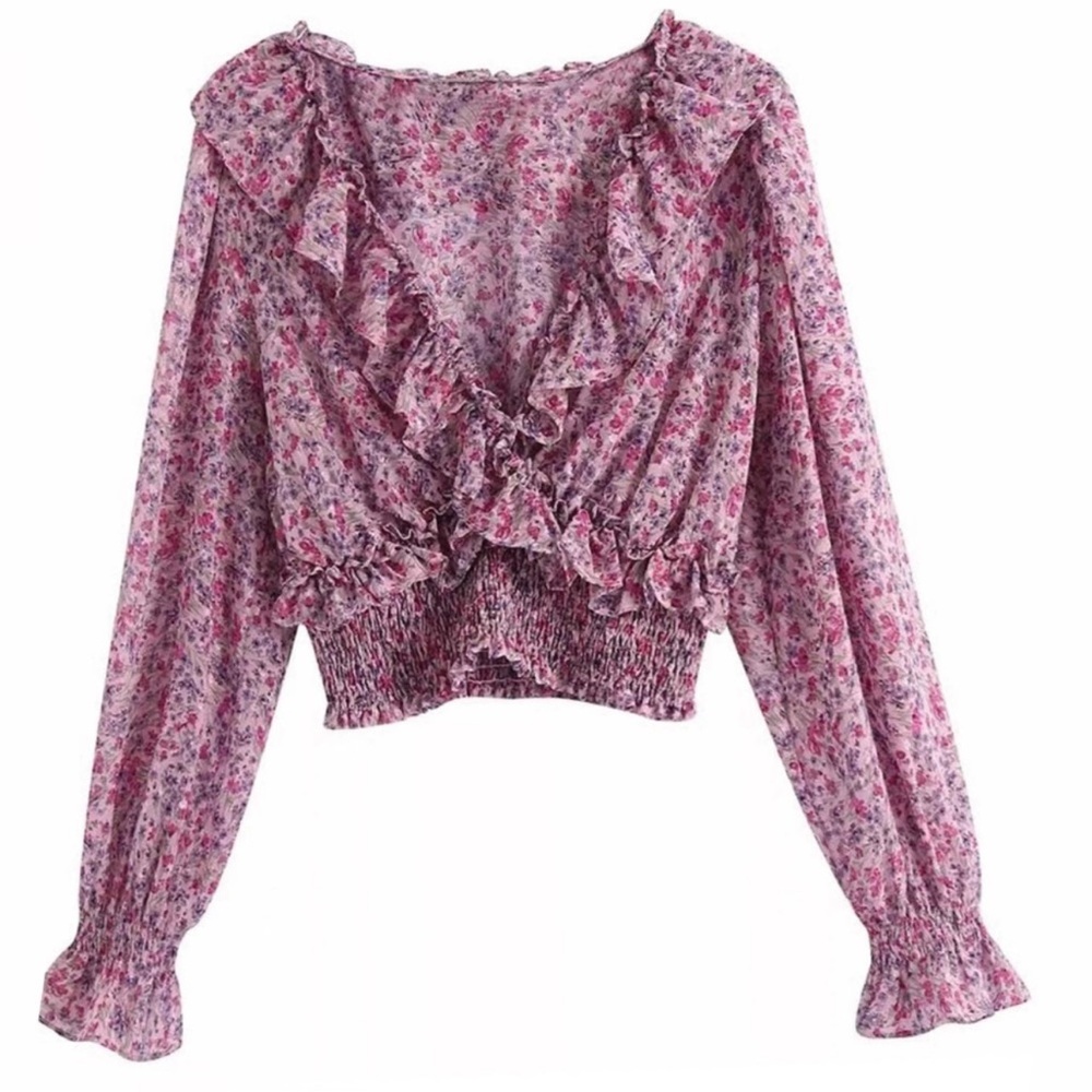 Zara Floral Ruffled Blouse - Picture 2 of 6